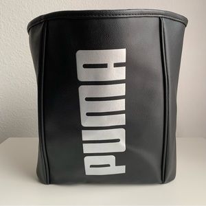 NWT PUMA black faux leather 16” tote bag.
